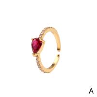 Mosaz Manžeta prst prsten, barva pozlacený, Nastavitelný & micro vydláždit kubické zirkony & pro ženy, více barev na výběr, Prodáno By PC