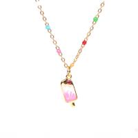Cubic Zircon Micro Pave Brass Necklace, gold color plated, micro pave cubic zirconia & for woman & enamel, multi-colored, 6x14mm, Length:Approx 17.7 Inch, Sold By PC