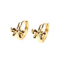 Messing Huggie Hoop Earring, Strik, gold plated, mode sieraden & voor vrouw, 11x16mm, Verkocht door PC