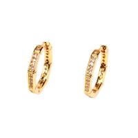 ottone Huggie Orecchino ad anello, placcato color oro, Micro spianare cubic zirconia & per la donna, 15x2mm, Venduto da coppia