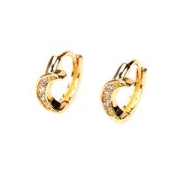 Brass Huggie Hoop Earring, gold color plated, micro pave cubic zirconia & for woman, 5x13mm, Sold By PC