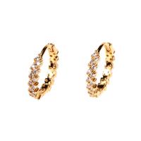 Brass Huggie Hoop Earring, gold color plated, micro pave cubic zirconia & for woman, 3x16mm, Sold By Pair