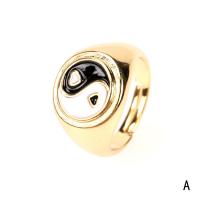 Brass Open Finger Ring, gold color plated, Adjustable & for woman & enamel, more colors for choice, Sold By PC
