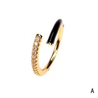 Латунь Манжеты палец кольцо, плакирован золотом, Регулируемый & инкрустированное микро кубического циркония & Женский & эмаль, Много цветов для выбора, продается PC