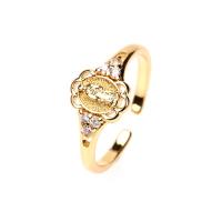 Messing Manchet Finger Ring, gold plated, Verstelbare & micro pave zirconia & voor vrouw, Verkocht door PC