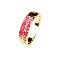 Messing Manchet Finger Ring, gold plated, Verstelbare & voor vrouw & glazuur, meer kleuren voor de keuze, Verkocht door PC