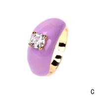 Mässing Cuff finger ring, guldfärg pläterade, Justerbar & micro bana cubic zirconia & för kvinna & emalj, fler färger för val, Säljs av PC