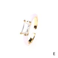 cobre Cuff Ring Finger, cromado de cor dourada, Ajustável & micro pavimento em zircônia cúbica & para mulher & esmalte, Mais cores pare escolha, vendido por PC
