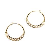 Brass Hoop Earring gold color plated micro pave cubic zirconia & for woman Sold By Pair