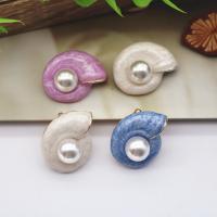 Enamel Brooch, Tibetan Style, with Plastic Pearl, Snail, plated, Unisex, more colors for choice, nickel, lead & cadmium free, 40mm, 10PCs/Lot, Sold By Lot