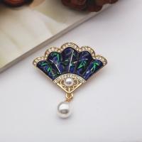 Enamel Brooch Zinc Alloy with Plastic Pearl gold color plated for woman & with rhinestone nickel lead & cadmium free 30-60mm Sold By Lot