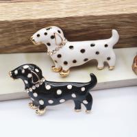 Enamel Brooch Zinc Alloy Dog gold color plated Unisex & with rhinestone nickel lead & cadmium free 30-60mm Sold By Lot