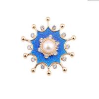 Enamel Brooch, Tibetan Style, with Plastic Pearl, Flower, plated, Unisex & with rhinestone, more colors for choice, nickel, lead & cadmium free, 50mm, 10PCs/Lot, Sold By Lot