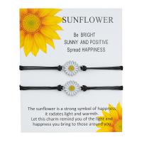 Fashion Create Wax Cord Bracelets Zinc Alloy with Wax Cord Flower plated 2 pieces & for woman & enamel Length 7-11.8 Inch Sold By Set