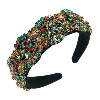 Hair Bands, Cloth, for woman & with glass rhinestone, more colors for choice, 130x50mm, Sold By PC