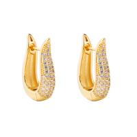 Messing Håndtaget tilbage Earring, guldfarve belagt, forskellige stilarter for valg & Micro Pave cubic zirconia & for kvinde, 20mm, Solgt af par