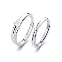 Ehepaar Fingerringe, 925 Sterling Silber, Platinfarbe platiniert, Einstellbar & offen & verschiedene Stile für Wahl, verkauft von PC