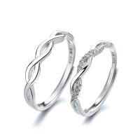 Anéis Couple dedo, 925 prata esterlina, cromado de cor platina, Ajustável & abrir & Vario tipos a sua escolha, vendido por PC