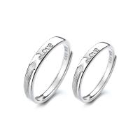 Couple Finger Rings, 925 Sterling Silver, platinum color plated, Adjustable & open & different styles for choice, Sold By PC