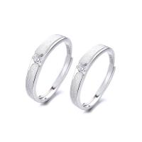 Anéis Couple dedo, 925 prata esterlina, cromado de cor platina, Ajustável & abrir & Vario tipos a sua escolha & com strass, vendido por PC