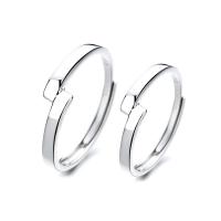 Couple Finger Rings 925 Sterling Silver platinum color plated Adjustable & open Sold By PC