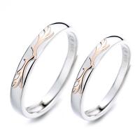 Couple Finger Rings, 925 Sterling Silver, plated, Adjustable & open & different styles for choice, Sold By PC