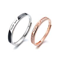 Couple Finger Rings, 925 Sterling Silver, plated, Adjustable & open & different styles for choice & with rhinestone, Sold By PC