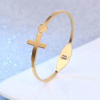 Aço inoxidável 304 abertura da pulseira, joias de moda & para mulher, dourado, Diametro interno:Aprox 60mm, vendido por PC