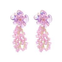 Hars Drop Earring, met Seedbead & Plastic Pearl, handgemaakt, mode sieraden & voor vrouw, 58x24mm, Verkocht door pair