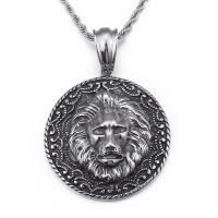 Stainless Steel Animal Pendants 304 Stainless Steel Round Vacuum Plating fashion jewelry & for woman & blacken black 50mm Approx 3mm Sold By PC