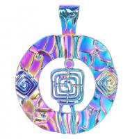 Zinc Alloy Pendants Flat Round colorful plated Unisex & hollow nickel lead & cadmium free Length Approx 50 cm Sold By PC