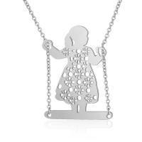 Titanstahl Halskette, mit Verlängerungskettchen von 5cm, Mädchen, für Frau, keine, 30x39mm, Länge:ca. 45 cm, 2PCs/Tasche, verkauft von Tasche