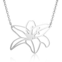 Titanium Steel Necklace Flower Vacuum Ion Plating for woman & hollow Length Approx 40 cm Sold By Bag