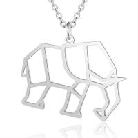 Titanium Steel Necklace, Elephant, Vacuum Ion Plating, for woman & hollow, more colors for choice, 30x27mm, Length:Approx 40 cm, 2PCs/Bag, Sold By Bag