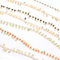 Brass Beading Chains, with Crystal, gold color plated, DIY, more colors for choice, nickel, lead & cadmium free, 3x3mm, Approx 10m/Bag, Sold By Bag
