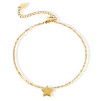 Titanium Steel Anklet, with 5cm extender chain, Star, Vacuum Ion Plating, for woman, more colors for choice, 9mm, Length:Approx 20 cm, Sold By PC