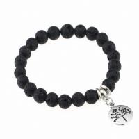 Lava Bracelet with Zinc Alloy silver color plated Unisex black 8mm Length 7.5 Inch Sold By PC