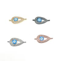 Cubic Zirconia Micro Pave Brass Connector, Evil Eye, plated, DIY & micro pave cubic zirconia & enamel, more colors for choice, nickel, lead & cadmium free, 26x11mm, Sold By PC
