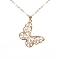 Cubic Zircon Micro Pave Brass Necklace, with 1.97 extender chain, Butterfly, gold color plated, different styles for choice & micro pave cubic zirconia, more colors for choice, nickel, lead & cadmium free, Length:17.72 Inch, Sold By PC