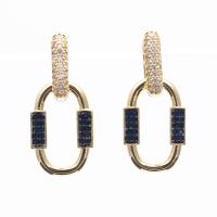 Cubic Zirconia Micro Pave Brass Earring, Ellipse, gold color plated, micro pave cubic zirconia & for woman, more colors for choice, nickel, lead & cadmium free, 30x15mm, Sold By Pair