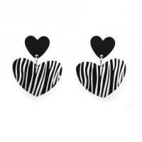 Acrylic Jewelry Earring with Iron Heart silver color plated & for woman 40x30- Sold By Pair