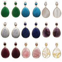 Natural Gemstone Earrings with Zinc Alloy Teardrop gold color plated & for woman Sold By Pair