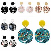 Acrylic Jewelry Earring with Iron Round silver color plated & for woman mixed colors Sold By Pair