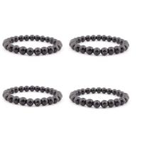 Diamant bracelet, Rond, élastique & unisexe, noire, 8mm, Longueur:7.5 pouce, Vendu par PC
