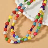 Perline in turchese, Cuore, DIY, colori misti, 8mm, Foro:Appross. 1.7mm, Appross. 55PC/filo, Venduto da filo