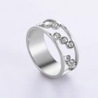 Rhinestone нержавеющей стали палец кольцо, Нержавеющая сталь 304, разный размер для выбора & Женский & со стразами, оригинальный цвет, 8x1.30mm, продается PC