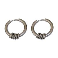 Titanium Steel  Earring Donut Vacuum Ion Plating fashion jewelry & for woman silver color Sold By Pair