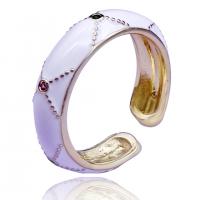 Латунь Манжеты палец кольцо, Регулируемый & инкрустированное микро кубического циркония & Женский & эмаль, Много цветов для выбора, продается PC