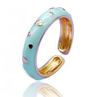 Латунь Манжеты палец кольцо, плакирован золотом, Регулируемый & Женский & эмаль, Много цветов для выбора, продается PC