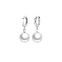 925 Sterling Silver Drop &  Dangle Earrings, with Shell Pearl, platinum plated, fashion jewelry & for woman, 27mm, Sold By PC